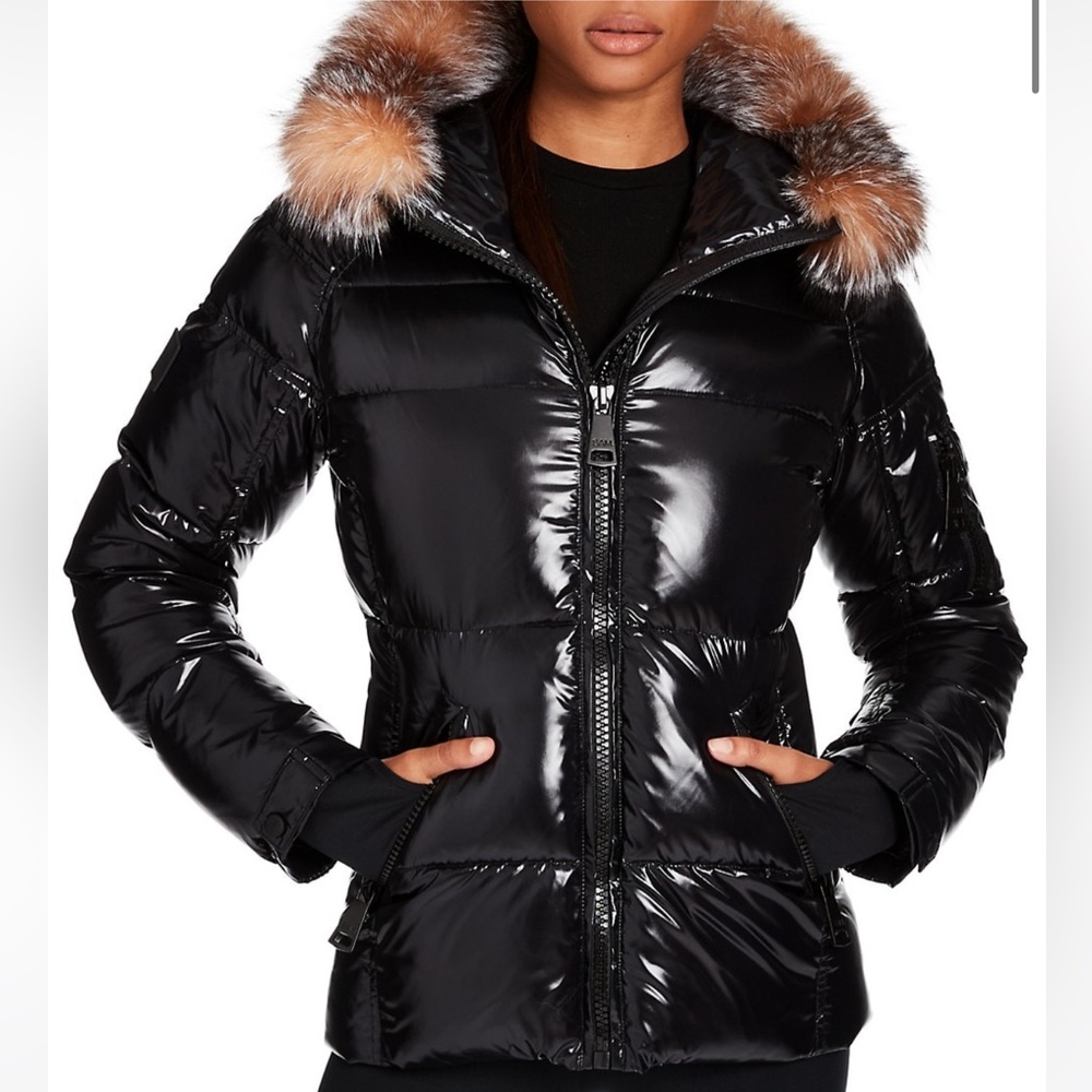 SAMS.BLACK FUR HOODED JACKET!!